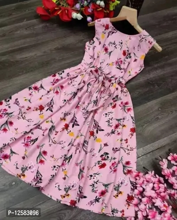 Crepe Printed A-Line Dress For Girls  uploaded by Udaan on 5/30/2023