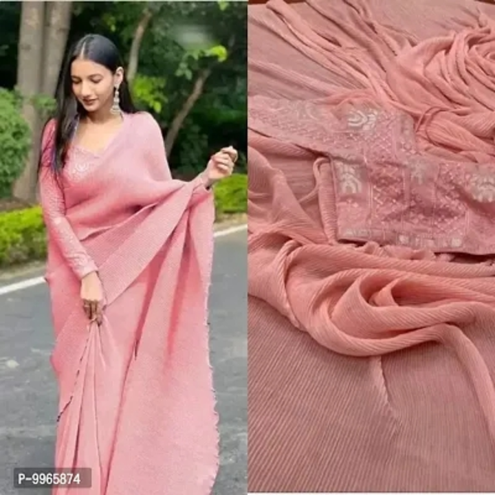 Georgette saree with blouse peace' uploaded by business on 5/30/2023