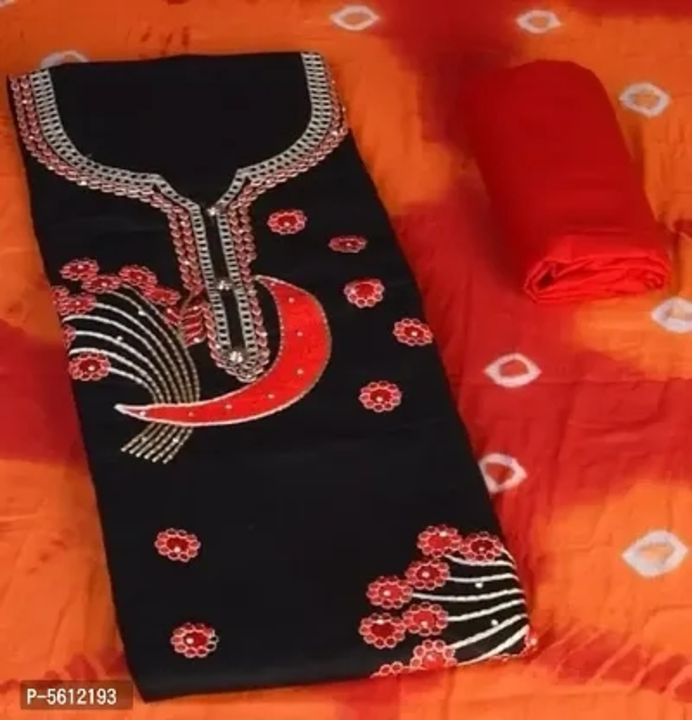 Designer Cotton With Embroidered Dress Material With Dupatta  uploaded by Udaan on 5/30/2023