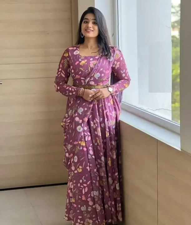Post image Gown For Women In Latest Design
Name: Gown For Women In Latest Design
Fabric: Georgette
Sleeve Length: Long Sleeves
Pattern: Printed
Net Quantity (N): 1
Sizes:
M (Bust Size: 38 in, Length Size: 52 in) 
L (Bust Size: 40 in, Length Size: 52 in) 
XL (Bust Size: 42 in, Length Size: 52 in) 
XXL (Bust Size: 44 in, Length Size: 52 in) 

Are You As Excited As We Are Oh You Don't No The Reason  Get Ready For Our New Draping Concept Yes You Heard It Right! Here's Presenting You A Beautiful And Hassle Free Sarees/ Ready to Drape Saree It's A Three Pc Concept With  A Gown Dupptta And Belt. The Belts Are Hand Embroidered And So In Contrast With The Beautiful Georgette Print Gown And Dupptta.
Country of Origin: India
Name: Gown For Women In Latest Design
Fabric: Georgette
Sleeve Length: Long Sleeves
Pattern: Printed
Net Quantity (N): 1
Sizes:
M (Bust Size: 38 in, Length Size: 52 in) 
L (Bust Size: 40 in, Length Size: 52 in) 
XL (Bust Size: 42 in, Length Size: 52 in) 
XXL (Bust Size: 44 in, Length Size: 52 in) 

Are You As Excited As We Are Oh You Don't No The Reason  Get Ready For Our New Draping Concept Yes You Heard It Right! Here's Presenting You A Beautiful And Hassle Free Sarees/ Ready to Drape Saree It's A Three Pc Concept With  A Gown Dupptta And Belt. The Belts Are Hand Embroidered And So In Contrast With The Beautiful Georgette Print Gown And Dupptta.
Country of Origin: India