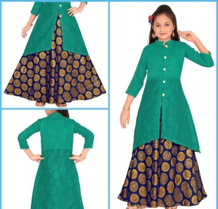 Name: Girls Blue Silk Ethnic Gowns Pack Of 1 Fabric: Silk size.4 to 15 years  uploaded by CHAMUNDA COLLECTION on 5/30/2023