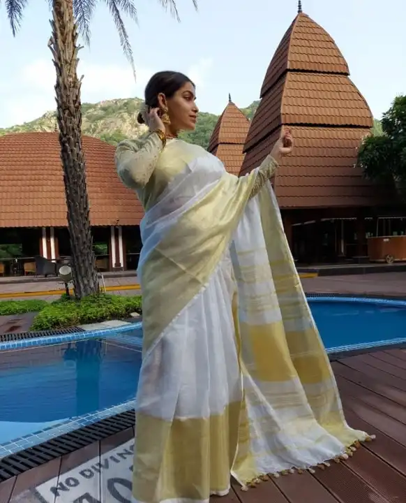 Linen by linen saree 💯 uploaded by S N. FABRIC on 5/30/2023