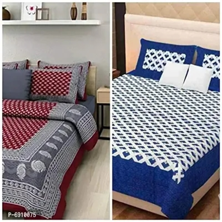 100% Cotton Rajsthani Jaipuri King Size Combo Double Bedsheet With 4 Pillow Cover  uploaded by Udaan on 5/30/2023