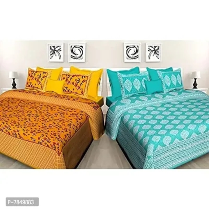 100% Cotton Rajsthani Jaipuri King Size Combo Double Bedsheet With 4 Pillow Cover  uploaded by Udaan on 5/30/2023