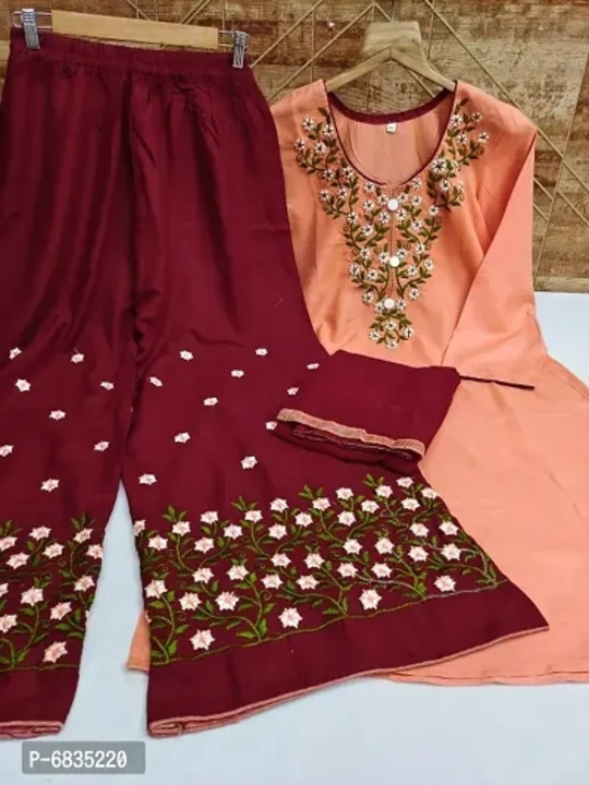 Royal Embroidered Kurtis, Bottom With Dupatta Set uploaded by Udaan on 5/30/2023