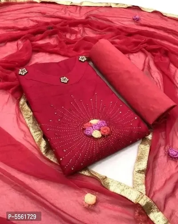 Attractive Cotton Diamond Work Dress Material With Dupatta  uploaded by Udaan on 5/30/2023