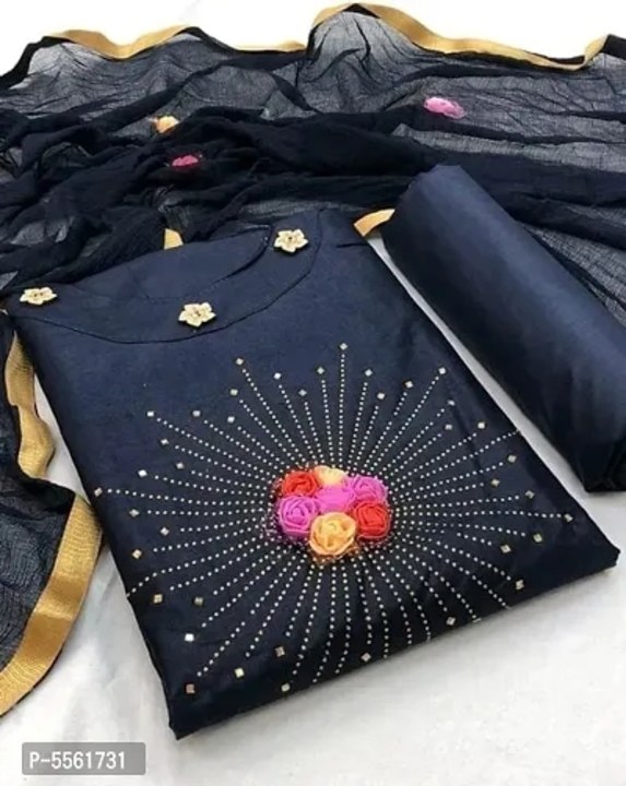 Attractive Cotton Diamond Work Dress Material With Dupatta  uploaded by Udaan on 5/30/2023