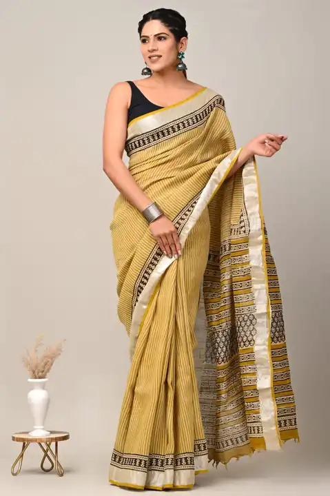 Cotton mix linen saree  uploaded by Haksv on 5/31/2023