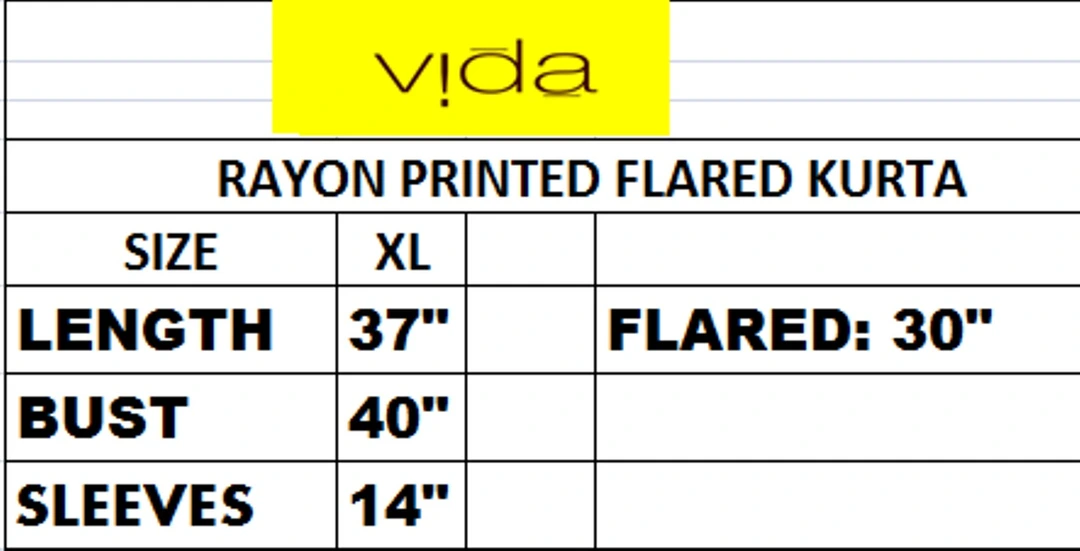 Vida Rayon printed flared kurta (5745) uploaded by Latitude Retail Private Limited on 5/31/2023