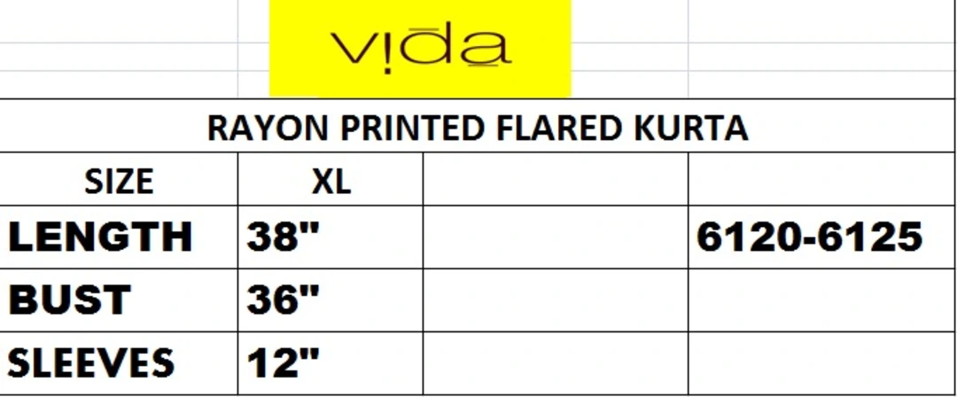 Vida Rayon printed flared kurta (6124) uploaded by Latitude Retail Private Limited on 5/31/2023