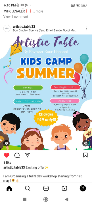 Post image Summer camp for kids only just 49only
Contact 9803398071