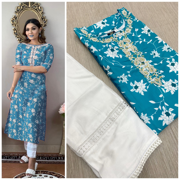 Nayra cut Kurti With pent Set kurti neck heavy embroidery nd original  sequence work nd Dupptta at Rs 749/piece in Jaipur