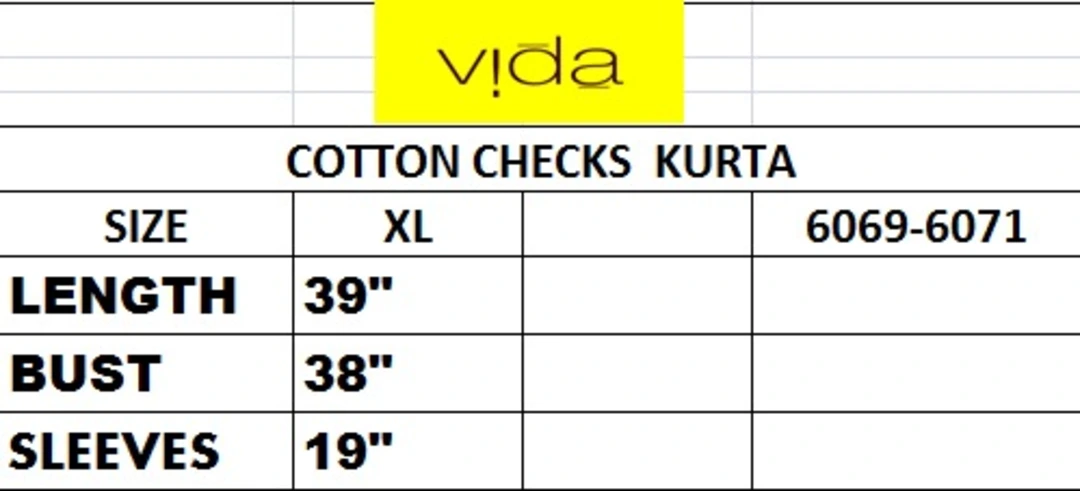 Vida cotton check straight kurta (6070) uploaded by Latitude Retail Private Limited on 5/31/2023
