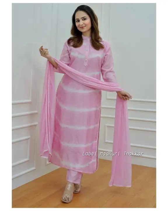 Tai dye pink kurti pant dupatta set  uploaded by Kumawat Enterprises on 5/31/2023