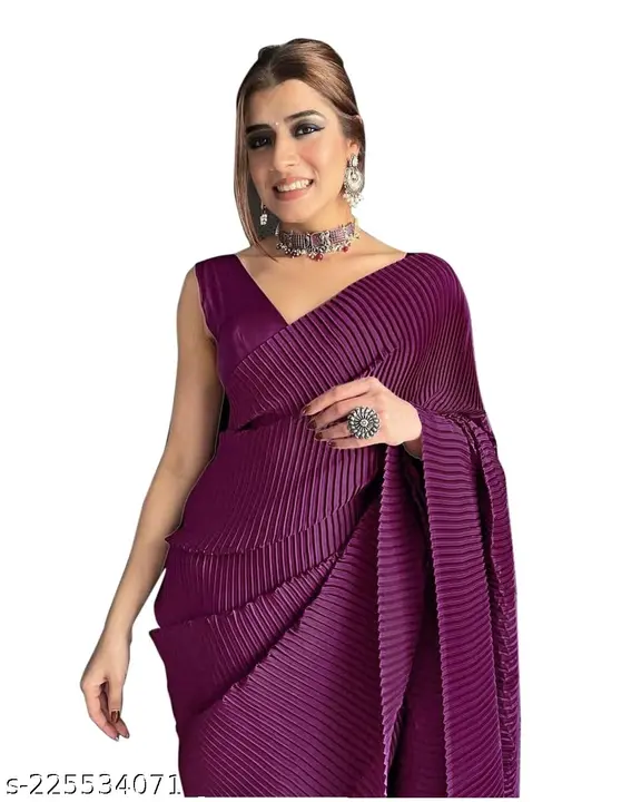 Sidhidata Women's pleated satin saree  uploaded by Sidhidata Textile on 5/31/2023