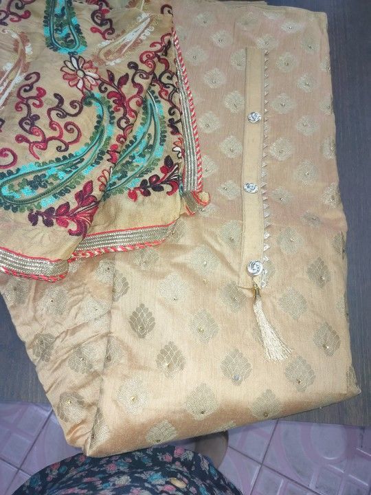 Emb duptta chanderi suit uploaded by Shorya enterprises on 3/12/2021