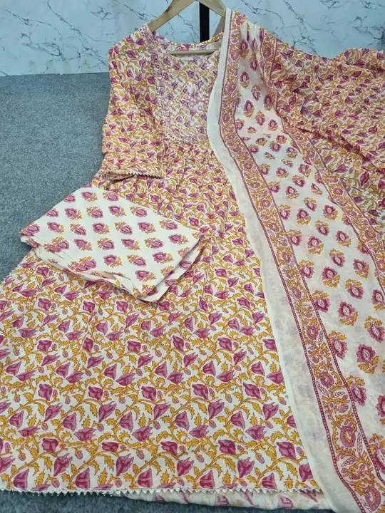 Cotton naira cut kurti pent dupatta set  uploaded by Mirza designer collection on 5/31/2023
