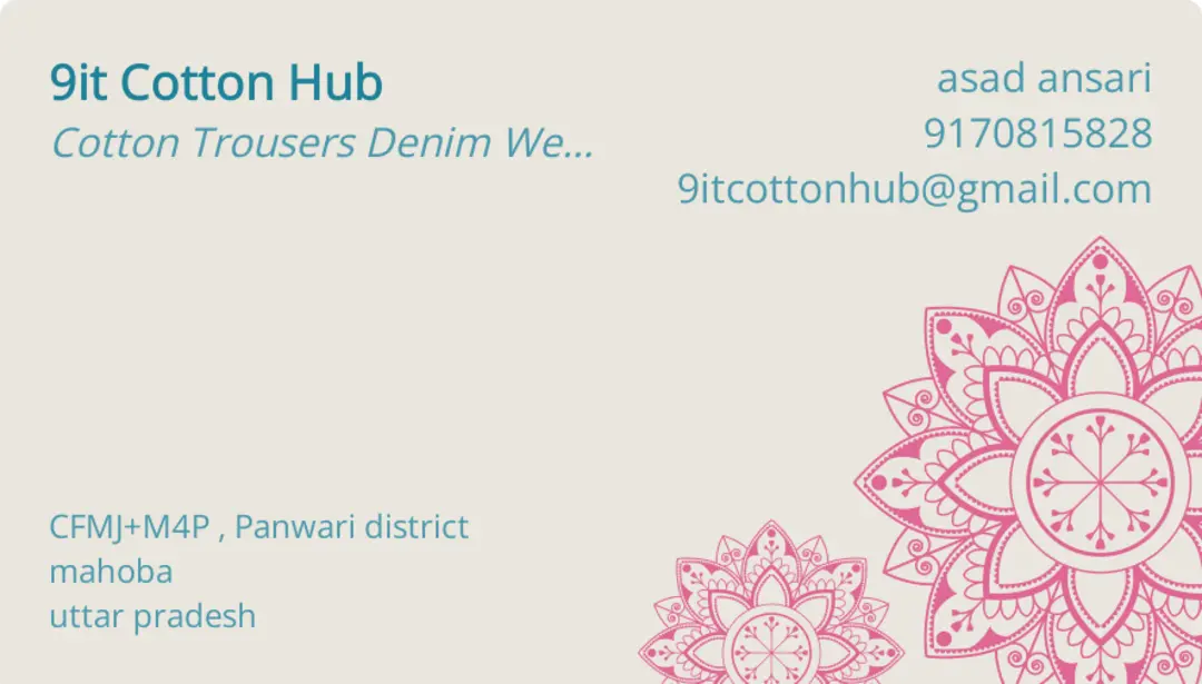 Visiting card store images of 9itcottonhub