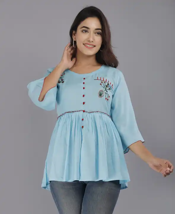 New  embroidery work Rayon short tops with high quality Rayon  uploaded by Radhe international on 5/31/2023