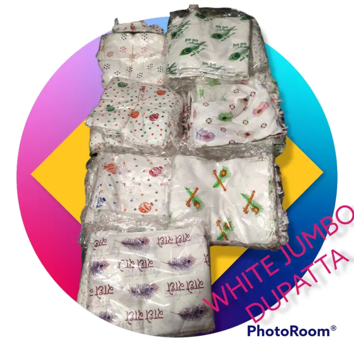 White jumbo dupatta uploaded by Shivam Garments on 5/31/2023