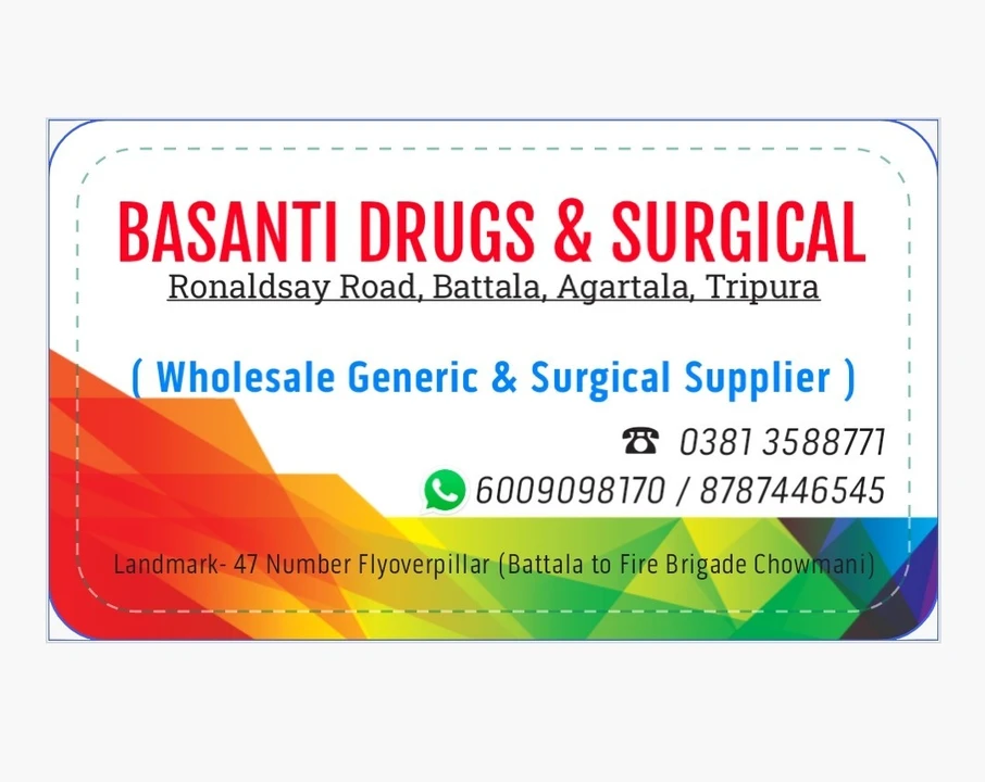 Visiting card store images of Basanti Drugs and Surgical