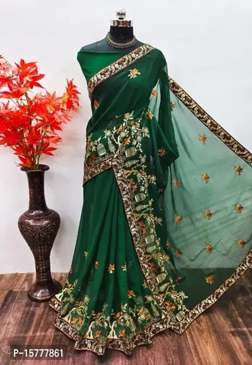 Fancy Georgette Saree With Blouse Piece  uploaded by Udaan on 5/31/2023