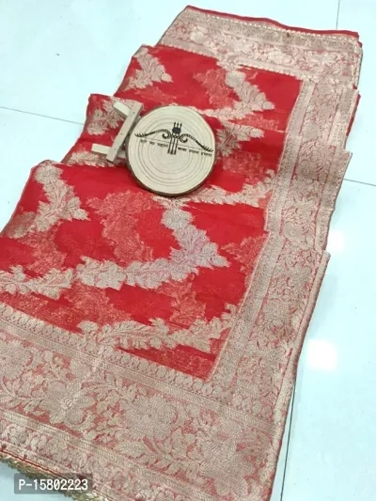 Banarasi Organza Silk Zari Weaving Sarees With Blouse Piece  uploaded by Udaan on 5/31/2023
