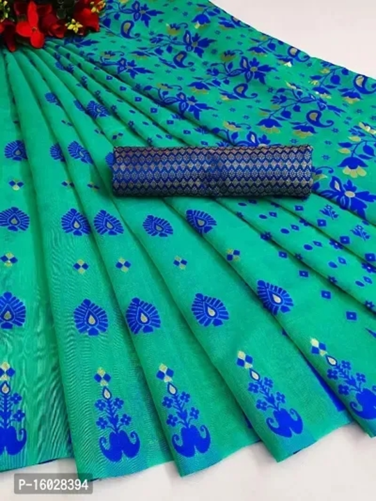 Cotton Jacquard Work Saree With Work Blouse Piece  uploaded by Udaan on 5/31/2023