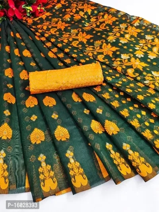 Cotton Jacquard Work Saree With Work Blouse Piece  uploaded by Udaan on 5/30/2024