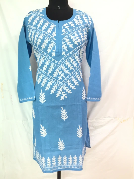 Chikan kari kurti aari work 
Fabric khadi cotton
Length 44 
Size 36-46 
 uploaded by Chikankari on 5/31/2023