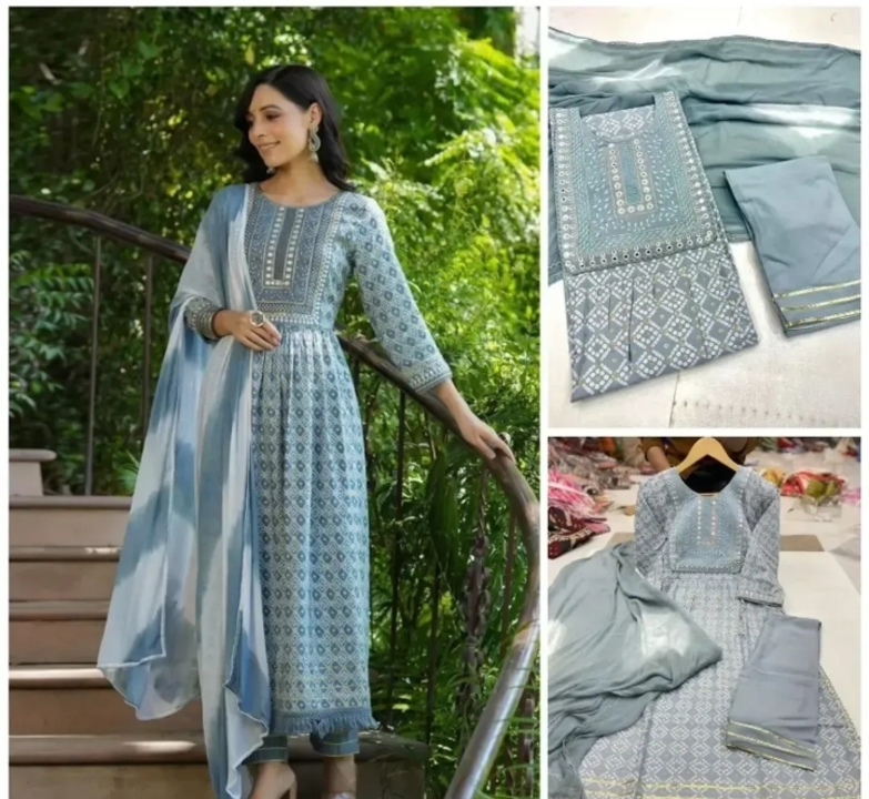 Attaractive nyra cut kurti with pantand duppatta set uploaded by MN Creation on 6/1/2023