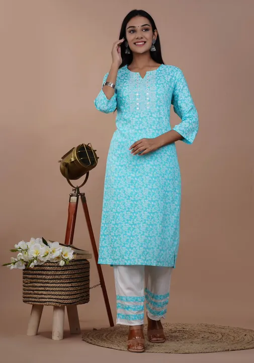 Embroidery kurta with pant uploaded by Kanak creations on 6/1/2023