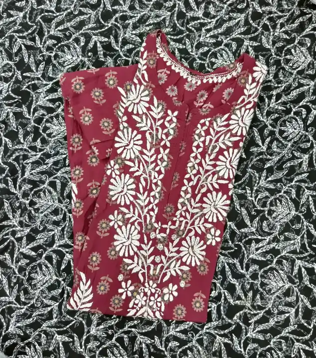 Kurti 
Fabric- marslin print
Size 38 to 46
Length- 47
Ghaas pathi work uploaded by DF Chicken Factory on 6/1/2023