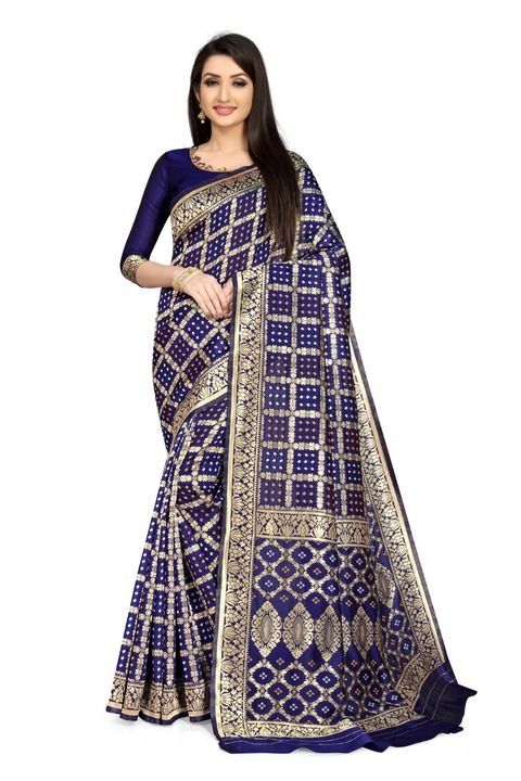 Blue bandhej silk saree uploaded by business on 3/12/2021