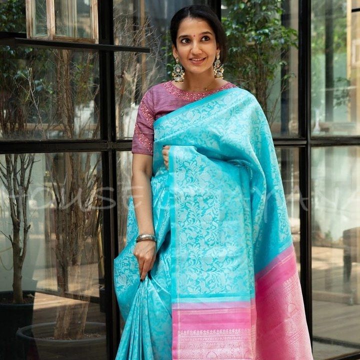 Skyblue beautiful silk saree uploaded by business on 3/12/2021