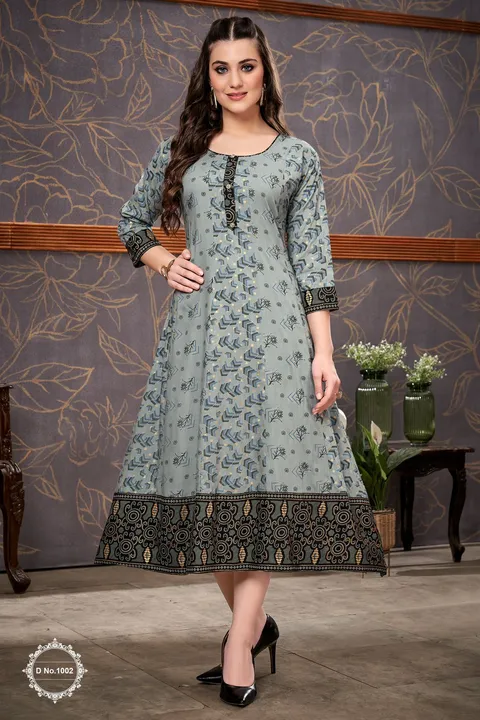 *Suhana*

_Round Flair kurti in Princess Pattern_

Fabric: 14 kg Rayon print 

*Size:*
L:40”
XL:42”
 uploaded by Divya Fashion on 6/1/2023