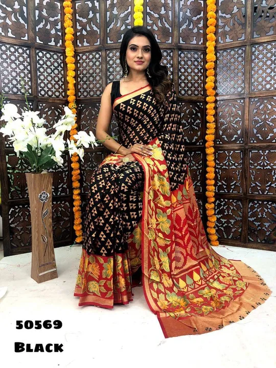 Chiffon printed saree uploaded by 7 pleats on 6/1/2023
