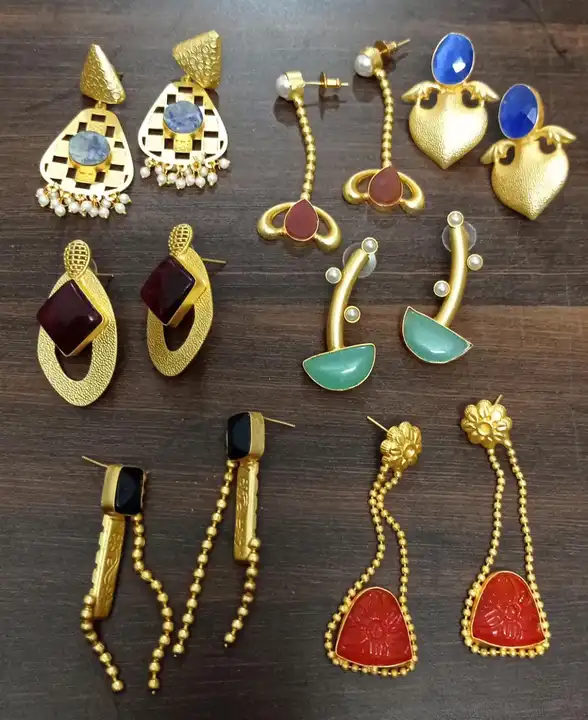 Brass with natural stone earrings  uploaded by Deepsha Jewellery on 6/1/2023