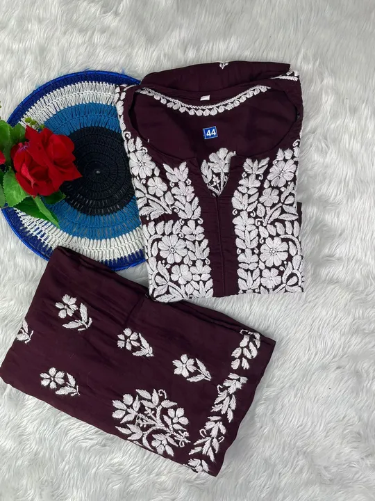 Lucknowi chikankari modal kurtis with plazo set uploaded by Ally's on 6/1/2023
