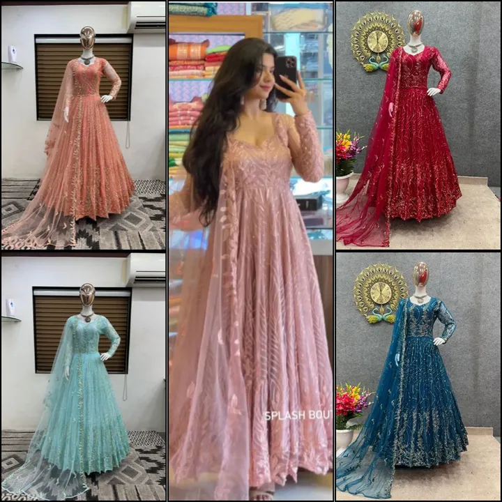 Post image *New Colours* 

👉👗💥*Launching New Đěsigner Party Wear Look Gown With Heavy 3mm Embroidery Sequence Work *💥👗👌

🧵 *Fabric Detail* 🧵

👗 *Gown Fabric* :Soft Butterfly Net With Heavy Embroidery And 3mm Sequence Work With Full Sleeves 

👗 *Gown Inner* : Micro Cotton
👗 *Gown Size* : Up To 42 Xl Free Size  *(Fully Stitched)*
👗 *Gown Length* : 53-54 Inches 
👗 *Gown Flair *     : 3 mtr

👗 *Bottom Fabric* :Micro Cotton 
*(unstitched )*

👗 *Dupatta Fabric * :Soft Butterfly Net With Embroidery Work And Four Side Lace Border
👗*Dupatta Length :* 2.10mtr

⚖️ *Weight*    :900 gm

👉* Rate :-1250/-*👈ship extra

💕*One Level Up*💕
👌*A one Quality *👌