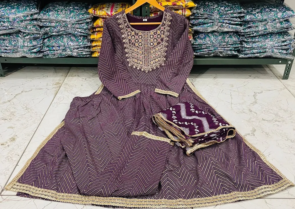 Embroidered kurti with salwar and dupatta  uploaded by PANIHARI COLLECTION CENTRE on 6/1/2023