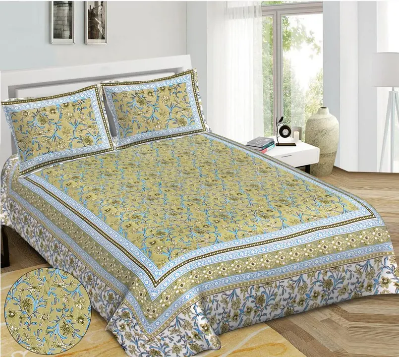 100 % cotton king  size double bed bedsheet  with 2 zipper pillow uploaded by business on 6/1/2023