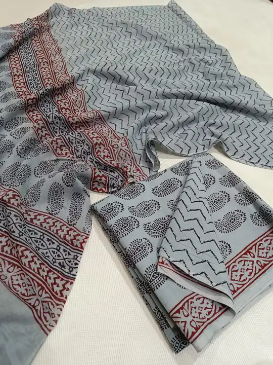 Handblock fancy baagh print mulmul cotton chanderi👗 dress material uploaded by Virasat handloom chanderi on 6/1/2023