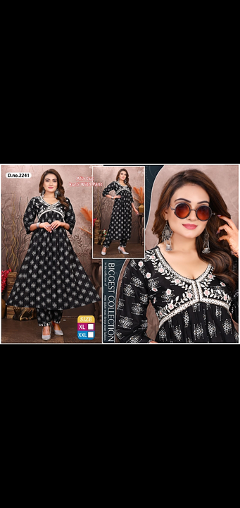 2 pcs nayra cut kurti with pant sets fancy long work embroidery printed koti style half selevess mir uploaded by Radha Creation , Maira sales for Readymade items on 6/1/2023
