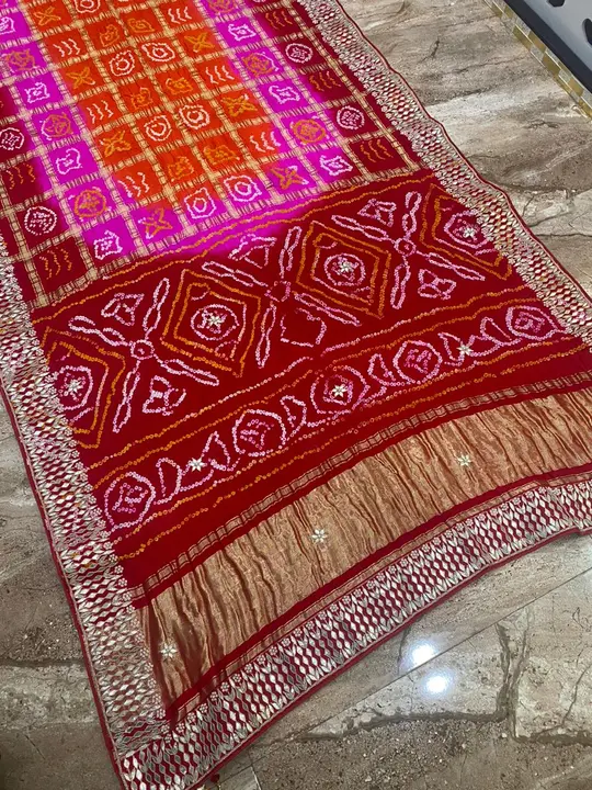 *Pure Gaji Silk Bandhani malti colour 
👉100% original quality

👉pure gotta patti hand work border  uploaded by Gotapatti manufacturer on 6/2/2023