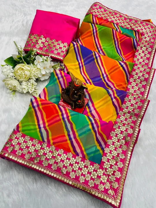 Soft gorjet bandani and lahriya uploaded by Deepika Designer Saree on 6/2/2023