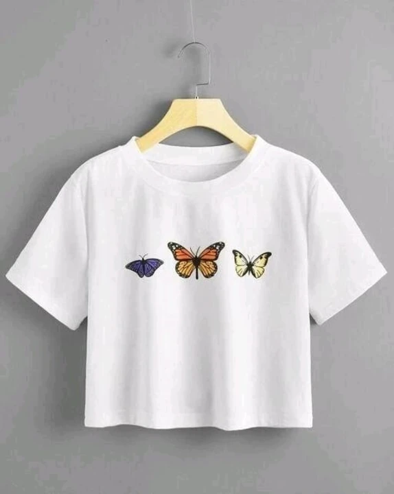 3butterfly crop printed top  uploaded by business on 6/2/2023