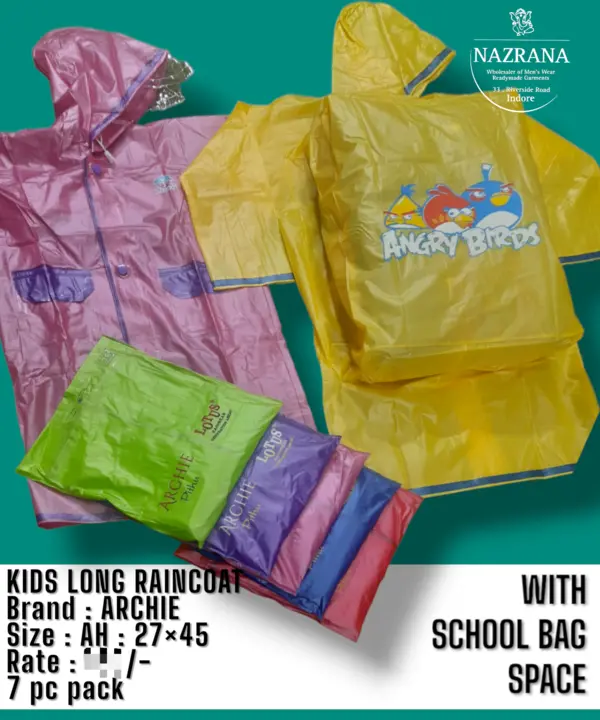 Kids long Raincoat with school bag space uploaded by NAZRANA on 6/2/2023