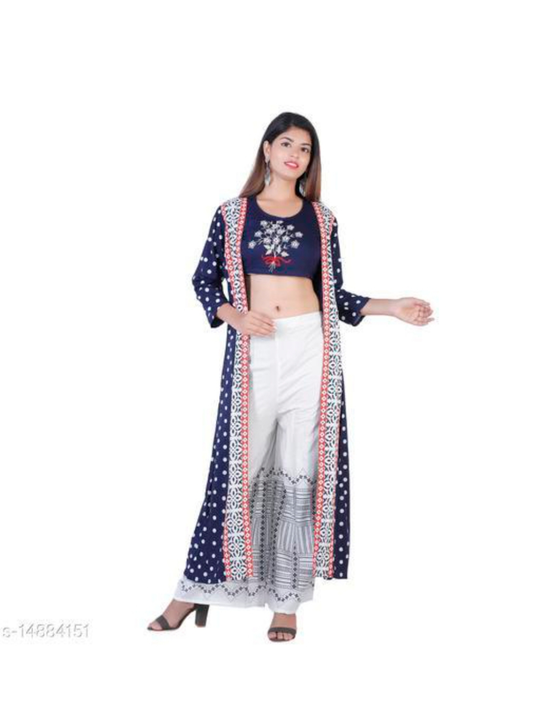 Women reyon long kurti white pazama uploaded by Designer collection on 6/2/2023