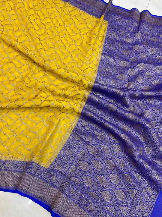 Banarasi semi georgette daible soft silk saree with blouse piece beautiful  uploaded by Hijrat silk on 6/2/2023